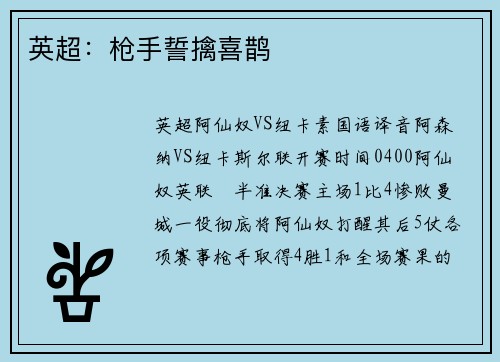 英超：枪手誓擒喜鹊